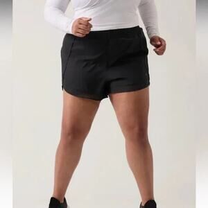 Athleta Black Mesh Racer Short 4" Plus Athletic Shorts Women's 3X